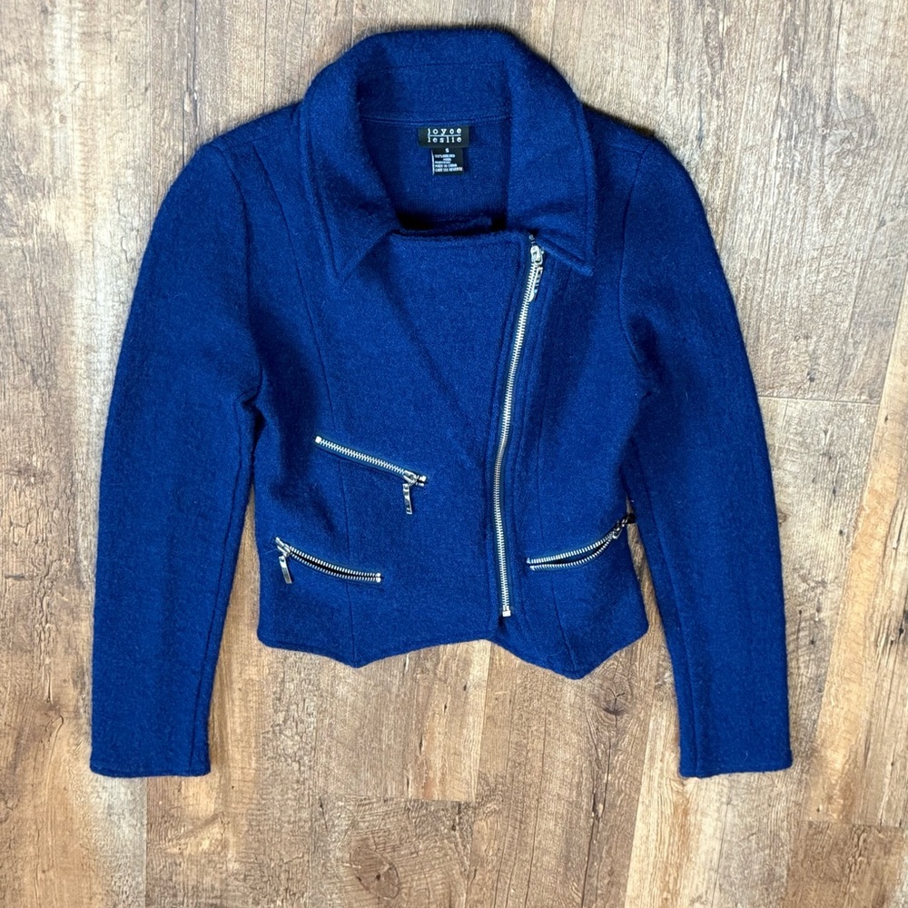 Joyce Leslie Royal Blue Wool Biker Jacket